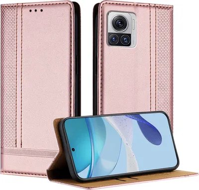 Produktbild von Handyhülle für Motorola Moto X30 Pro Leder Flip Klappbare Schutzhülle mit Standfunktion Pink