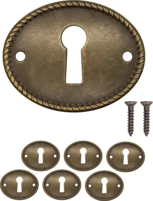 Produktbild von 'FUXXER® - 6x Antike Schlüssel-Schilder, Schloss-Rosetten, Schloss-Beschläge, Abdeckung, bronze'