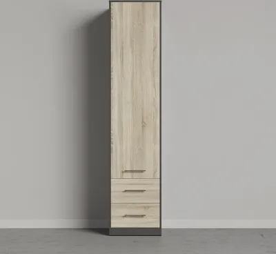 Produktbild von SMARTBett Schrank Kleiderschrank Aktenschrank 50cm mit 2 Schubladen Anthrazit/Eiche Sonoma