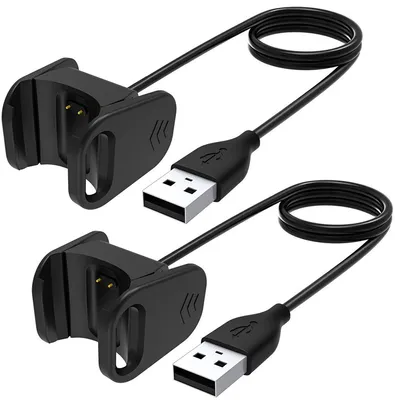 Produktbild von Case2go - Ladegerät geeignet für Fitbit Charge 3 - 2er-Pack - 1 Meter - TPE - Schwarz