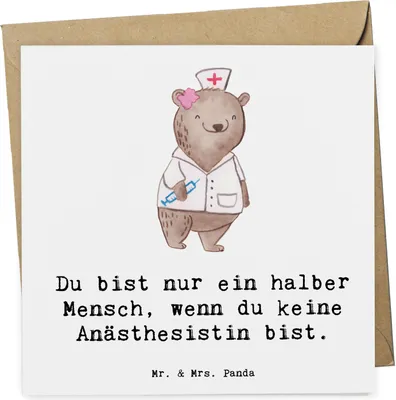 Produktbild von Mr. & Mrs. Panda Klappkarte Anästhesistin Herz - Weiß - Geschenk, Grußkarte, Anästhesie, Krankenhaus, doppelkarte, Glückwunschkarte, Spruch, faltkarte, anlasskarte