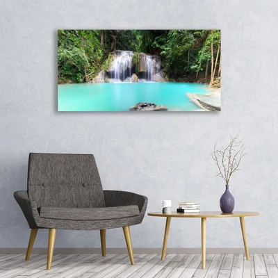 Produktbild von Glasbilder 120x60 Wandbild Druck auf Glas Wasserfall See Natur