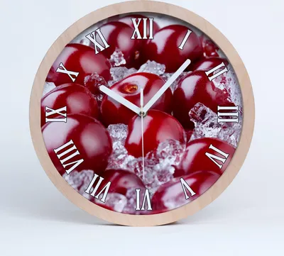 Produktbild von Holzuhr 25fi cm wanduhr - weiße Spitzen - gefrorene Kirsche