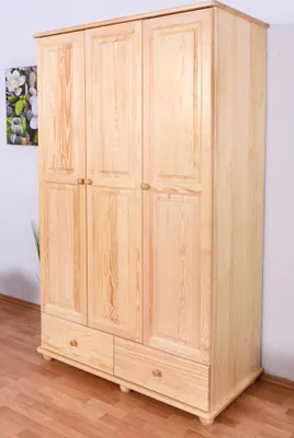 Produktbild von Schlafzimmer - Kleiderschrank, Kiefer Vollholz massiv natur - Abmessungen: 195 x 123 x 59 cm (H x B x T)