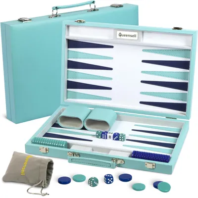 Obrázok produktu pre Skladacia spoločenská hra "Backgammon" so žetónmi a kockami pre 2 hráčov
