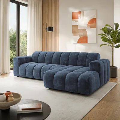 Produktbild von Masseno Ecksofa SETIA LM R-S mit L-Form, Sofa, Wohnzimmersofa, Couch, Soffa, Couchgarnitur - Blau, LUMO 05