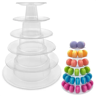 Produktbild von Dessertständer, Macaron-Präsentationsständer aus Kunststoff,6 Ebenen, 23×23×5cm,geeignet für Hochzeiten, Backszenen, Cafés, Macarons, Gebäck, Desserts