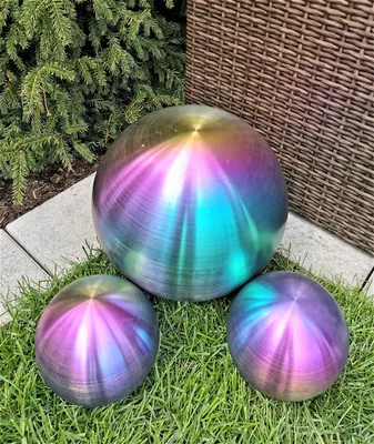 Produktbild von 3er Set Dekorationskugel 40-20-20 cm rainbow Edelstahl matt gebürstet Dekokugel