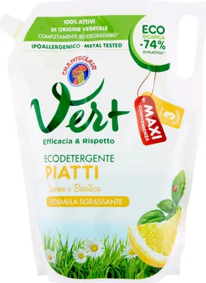 Produktbild von Piatti sacco vert limone e basilico Geschirrspülmittel 1,5 l - Chante Clair