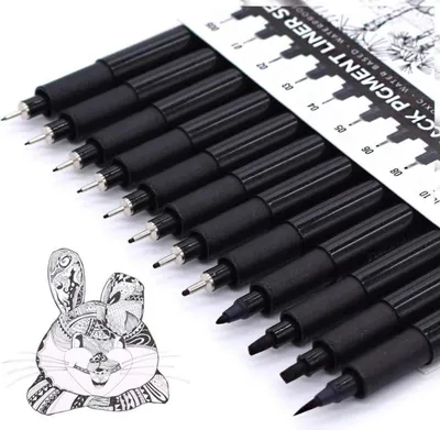 Zdjęcie produktu dla Zestaw czarnych cienkopisów TWOHANDS, wodoodporne, dla artystów, do szkiców, 12 sztuk