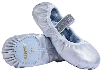 Produktbild von s.lemon Leder Ballettschuhe,Geteilte Sohle Silber Tanzschuhe Ballettschläppchen für Mädchen Damen Silver 25 – Größe 25 EU