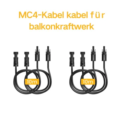 Produktbild von Powerness Solarpanel-Verlängerungskabel mit MC4-Stecker - MC4 Solarkabel - 10m, 4mm– 2 Sätze (4 Stück), 0% MwSt