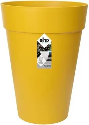 Image de Pot de Fleurs Loft Urban Rond Haut Elho, Ø 34 x H 45 cm, Extérieur, 100% Recyclé, Jaune