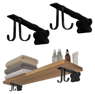 Productafbeelding van Zware hoeksteunen voor planken met 4 extra haken, 20 cm
