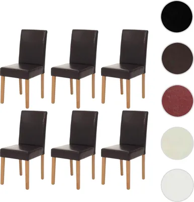 Produktbild von 6er-Set Esszimmerstuhl Stuhl Küchenstuhl Littau Kunstleder, braun, helle Beine