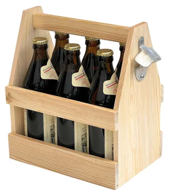 Produktbild von DanDiBo Flaschenträger 6 Flaschen Holz Bierträger mit Flaschenöffner 93945 Männerhandtasche