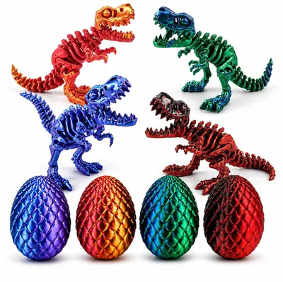 Obrázok produktu pre Sada štyroch 3D tlačených dinosaurových vajec, fidget hračka pre deti