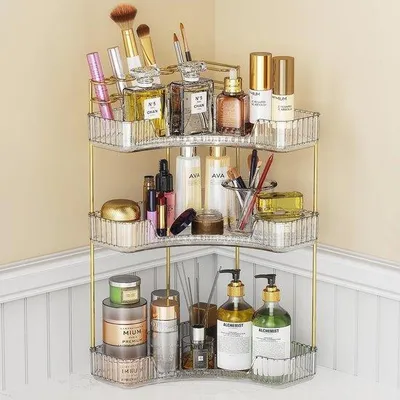 Productafbeelding van Badkamer Hoek Organizer - Transparant 3-Lagen Opbergoplossing