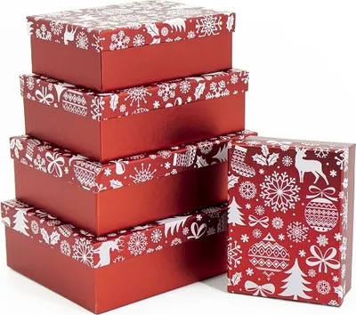 Produktbild von Bambelaa! Geschenkbox Set Geschenkverpackung Weihnachten Schachtel Kartonagen Gastgeschenk 5er Set