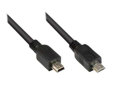 Produktbild von Anschlusskabel USB 2.0 Micro USB B Stecker auf Mini USB B Stecker, OTG, schwarz, 1m, Good Connections®