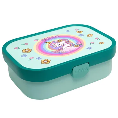 Produktbild von Personalisierte Brotdose mit Namen Einhorn Große und praktische Brotdose für Kinder Wunderschöne Lunchbox für Mädchen und Jungen mit verschiedenen Motiven Unicorn [087]