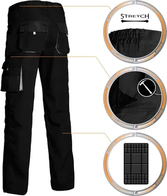Produktbild von REIS Herren Foreco-t Work Utility Pants Herstellernummer: BJS (schwarz und hellgrau), Größe: 52