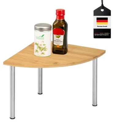 Immagine prodotto di bremermann: scaffale angolare in bambù con acciaio inossidabile, dimensioni approssimative 25 x 20 x 25 cm (larghezza/altezza/profondità). Scaffale da cucina per aumentare lo spazio di stoccaggio