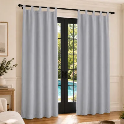 Immagine prodotto di Tenda a occhielli, colore grigio chiaro, ideale per soggiorno o camera da letto, tende termiche oscuranti, dimensioni 132 x 213 cm (confezione da 1), tenda impermeabile per la protezione della privacy