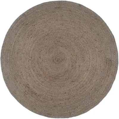 Produktbild von Runder Juteteppich, 180 cm, grau – handgewebter Teppich aus Naturfaser, geflochtener Boho-Wohnzimmerteppich für Schlafzimmer, Flur und Esszimmer, pflegeleichter Naturteppich