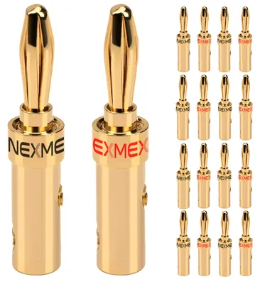 Produktbild von Bananenstecker 4mm schraubbar vergoldet 18x NEXMEX Stecker für Lautsprecherkabel