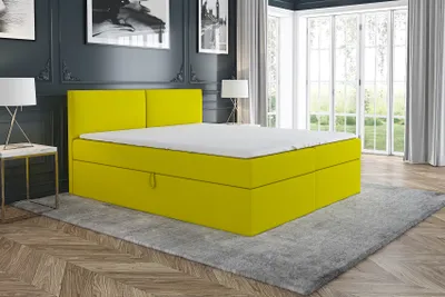 Produktbild von Boxspringbett NOX 120x200 mit 2 Bettkästen, Bonell-Matratze und Topper. Möbel vom Hersteller- Handarbeit! Bett Komplett-Set mit Matratze, Bettkasten & Kopfteil. Modern und robust.