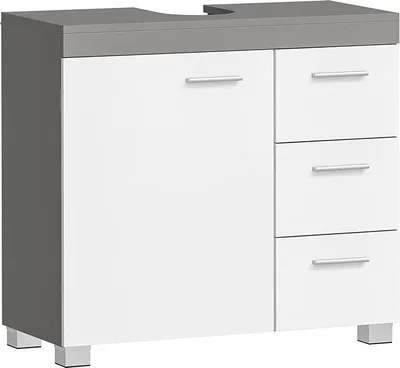 Image de VASAGLE BBK503T49 Meuble bas, armoire de salle de bains, 3 grands tiroirs, meuble bas, 2 compartiments derrière la porte, 30 x 70 x 64 cm