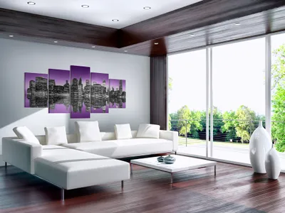 Produktbild von Akustikbild New York 200x100 cm Bilder Akustikschaum Hochleistungsschallabsorber Schallschutz Leinwand 5 tlg Wandbild Raumakustik Schalldämmung 030111-51