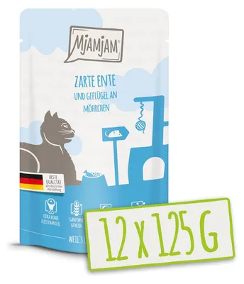 Zdjęcie produktu dla MjAMjAM 4260512870744, Dorosły, Każda rasa, Kaczka, Drób, 125 g, Nie zawiera ziarna