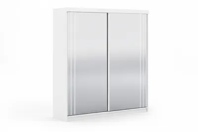 Produktbild von Kleiderschrank Schiebetürenschrank 200cm breit zweitürig weiß mit Spiegel