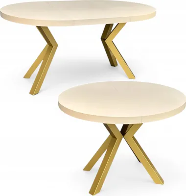 Produktbild von Runder ausziehbarer Tisch KASCHMIR Ø110/210 cm mit goldenen Metallbeinen