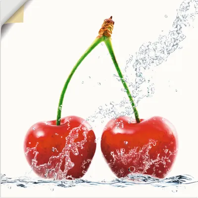 Produktbild von ARTland Wandbild, selbstklebend Kirschen mit Spritzwasser Größe: 40x40 cm