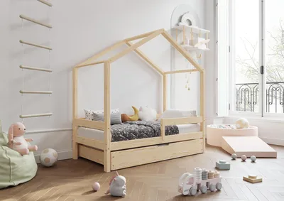 Obrázok produktu pre TIMBEE HUFIE Duo posteľ dvojlôžko Detská posteľ drevo so zásuvkou s funkciou spánku - nelakovaná - 100x200cm
