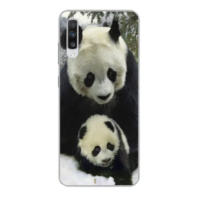 Produktbild von MuchoWow® Handyhülle Schutzhülle Hülle für Samsung Galaxy A70 Panda - Jungtier - Schnee Silikon Softcase Handy Hülle - Schutzhaube
