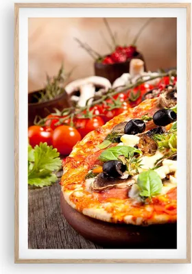 Produktbild von Gerahmtes Poster - Rahmen in heller Eiche - Pizza Essen Italien Tradition - 61x91,5 cm - Wand Bild - Wanddeko - Wandbilder - Wandposter - Bilderrahmen - Bilder - Kunstdruck - Wandbild P2NPA61x91-2791