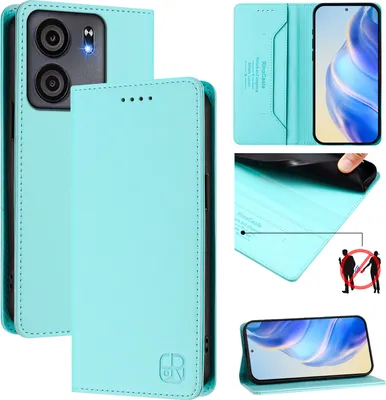 Produktbild von Lederhülle für BLU View 5 Hülle Flip Brieftasche Kartenfächern Ständer Schutzhülle Türkis