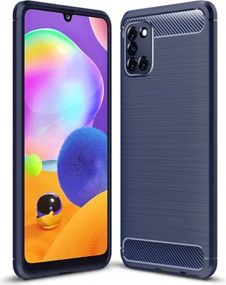 Produktbild von Schutzhülle Handyhülle für Samsung Galaxy A31 Case Cover Carbon Optik Blau