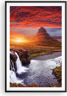 Produktbild von Gerahmtes Poster - Schwarzer Rahmen - Kirkjufell Wasserfall Berg - 61x91,5 cm - Wand Bild - Wanddeko - Wandbilder - Kunstposter - Wandposter - Bilderrahmen - Bilder - Kunstdruck - P2BPA61x91-4704