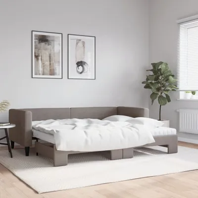 Produktbild von Maison Exclusive - Tagesbett Ausziehbar mit Matratzen Taupe 80x200 cm Stoff