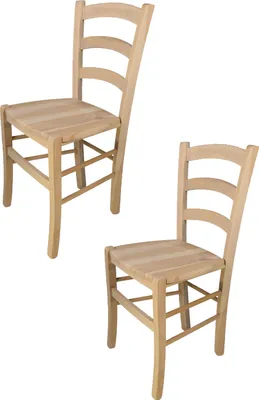Image de t m c s Tommychairs - Lot de 2 chaises VENEZIA pour la cuisine et la salle à manger, structure robuste en bois de hêtre poli, non traité et 100% naturel, assise en bois poli