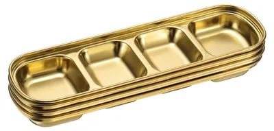 4er-Set Dip-Schalen aus Edelstahl, Gold, 26,2 x 8,2 cm