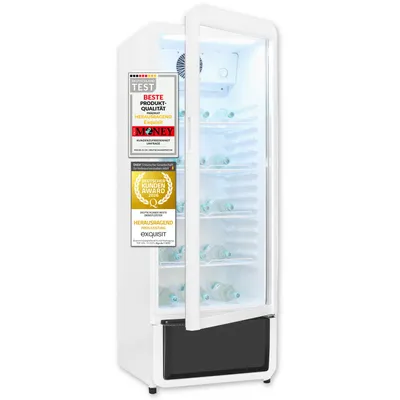 Produktbild von Exquisit Glastürkühlschrank GKS220-GT-431D weiß | 240 l Nutzinhalt | No Frost | 1–10 °C | Standgerät