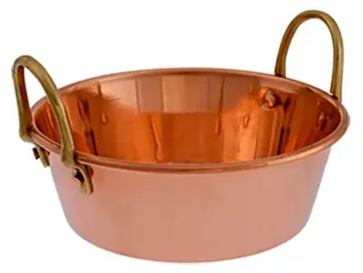 Image de Pot, Pöele de confiture - cuivre et laiton, diamètre: 16 cm