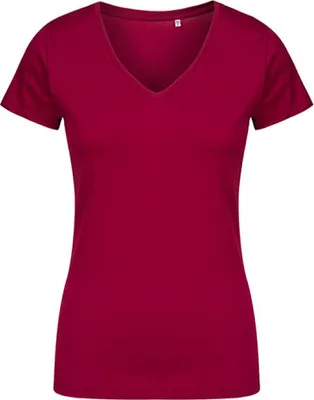Image de X.O by Promodoro 1525 | T-shirt femme col V, Coton peigné - Couleur : Berry - Taille : 3XL
