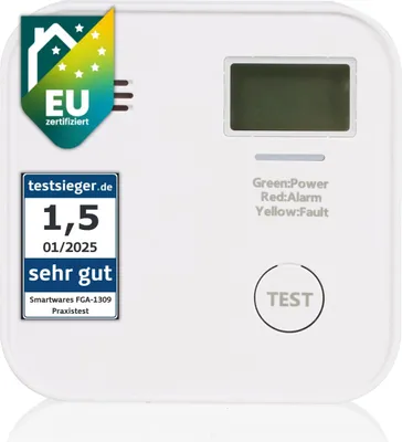 Produktbild von Smartwares CO-Melder - 10-Jahres-Batterie - LED-Bildschirm & Anzeige - Testknopf - FGA-13091